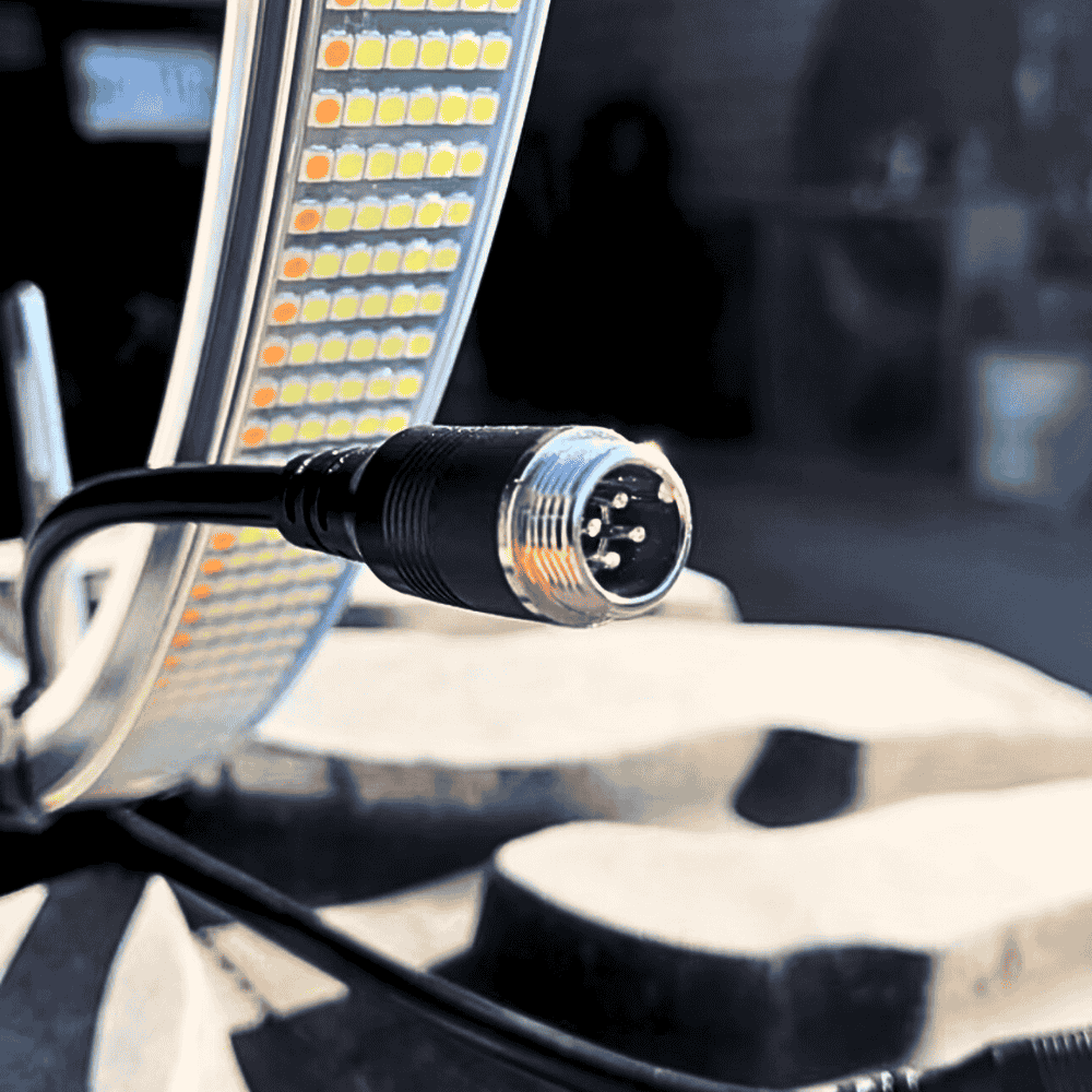 Close-up of a cable connector with a blurred background