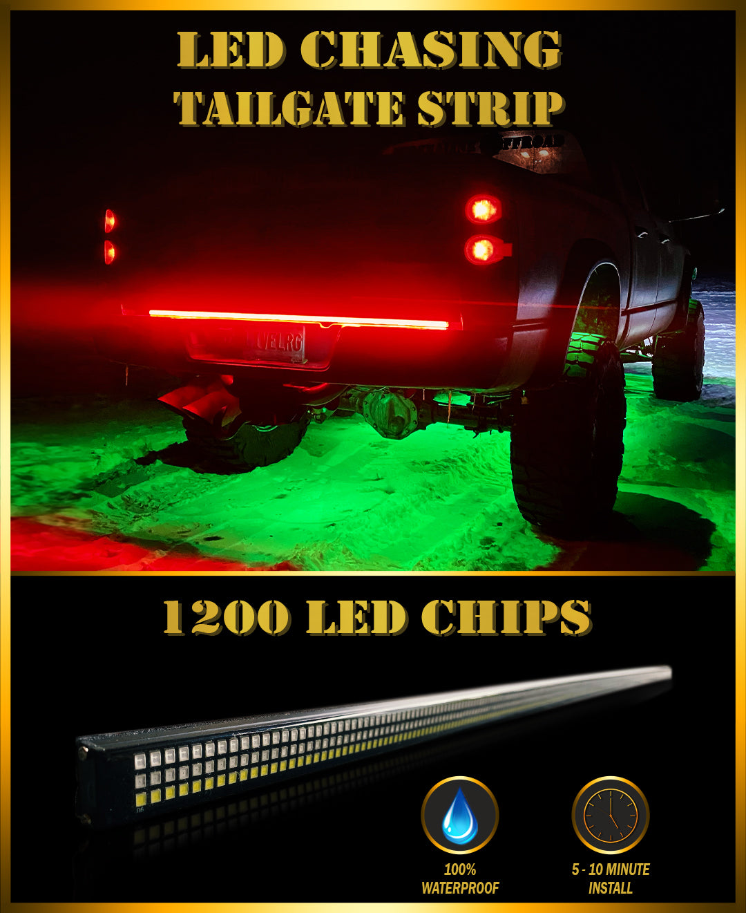 LED Chasing Tailgate Bar (1,200 LED Chips) - Adrenaline Offroad Outfitters