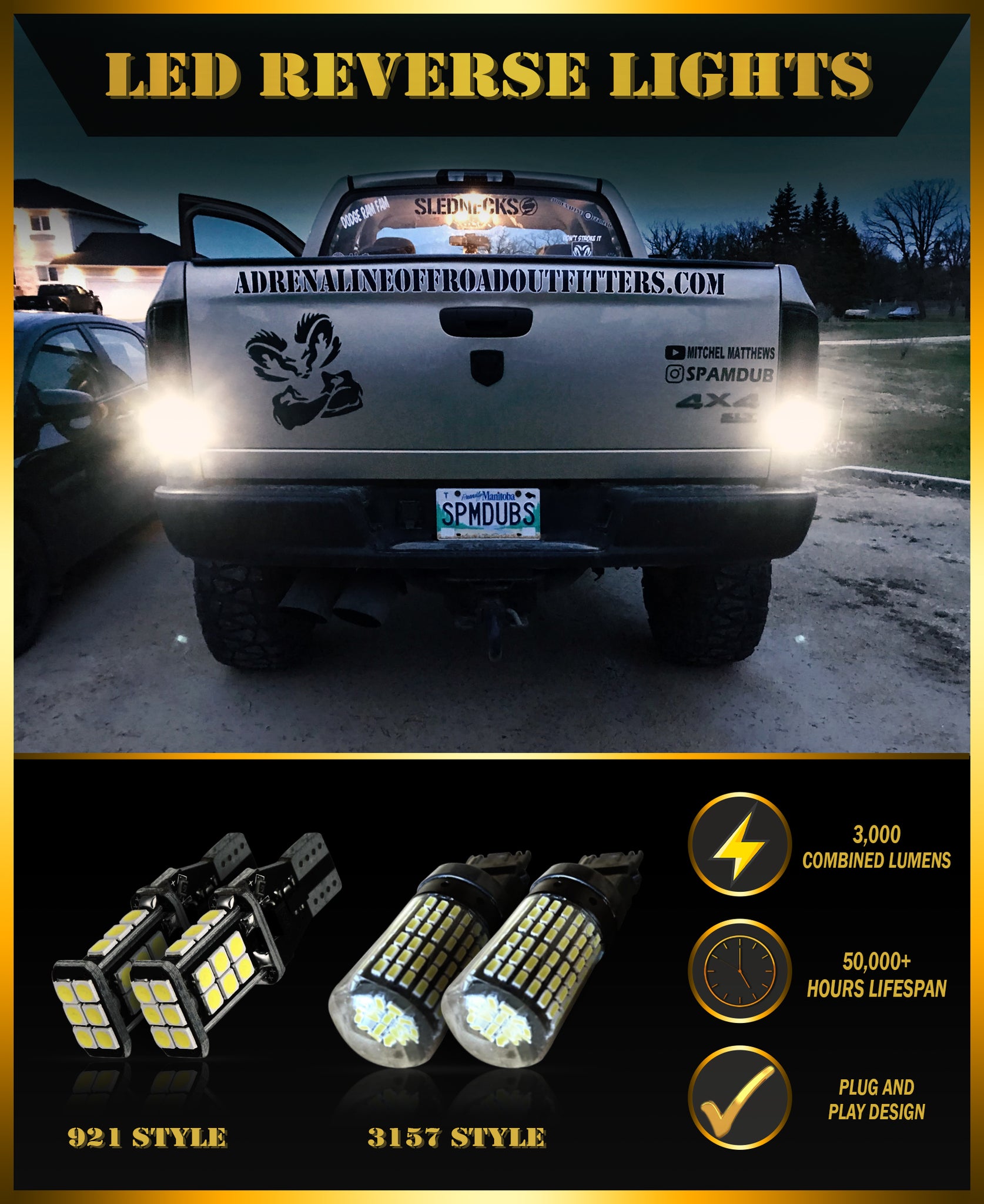 LED Reverse Lights (Pair) - Adrenaline Offroad Outfitters
