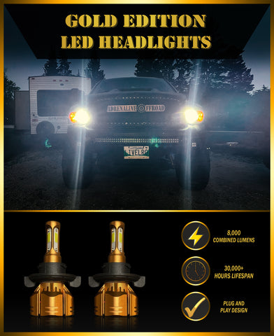 Gold Edition LED Headlights (Pair) - Adrenaline Offroad Outfitters